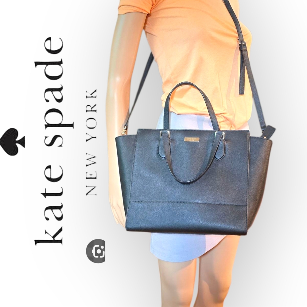 Kate Spade Saffiano Black Zippered  Tote